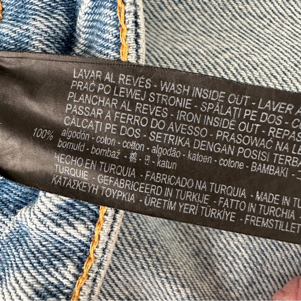 ZARA Premium Denim Light Wash Midi Skirt Raw Hem Front Slit Size L - Picture 13 of 16